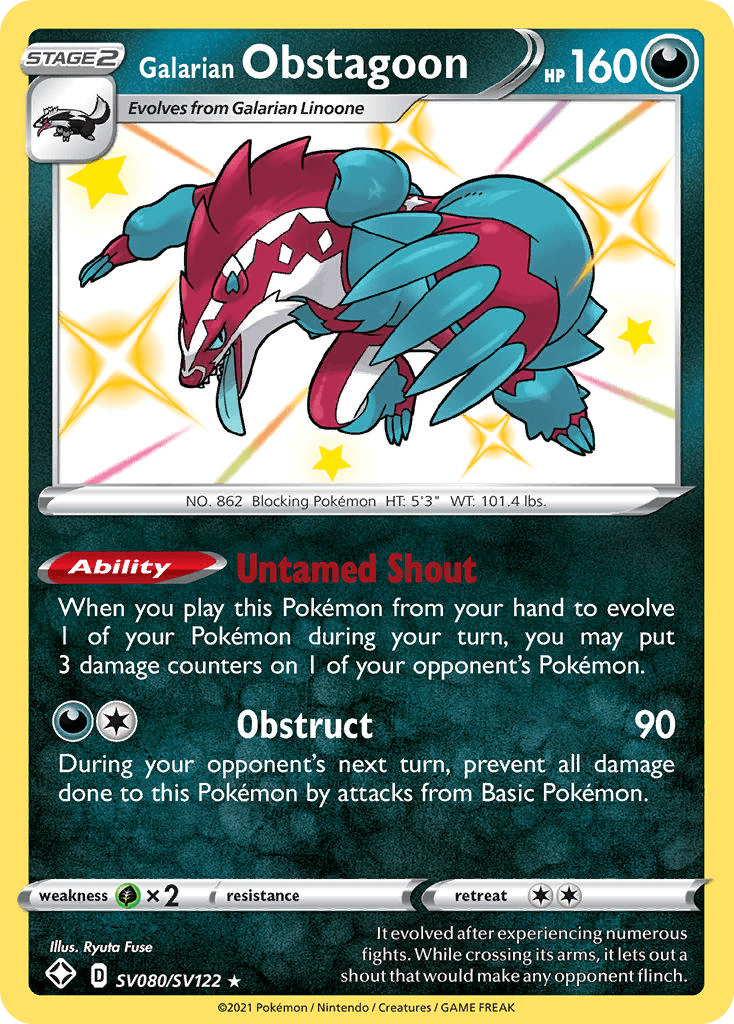 Galarian Obstagoon Shining Fates Shiny Vault card