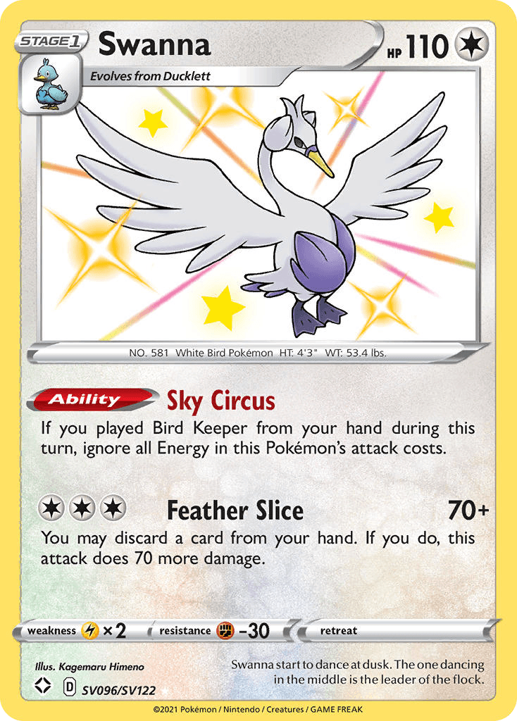 Swanna Shining Fates Shiny Vault card