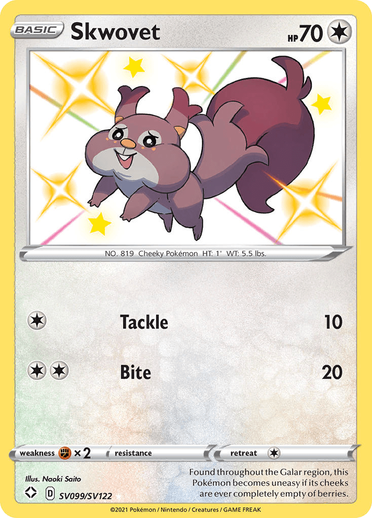 Skwovet Shining Fates Shiny Vault card
