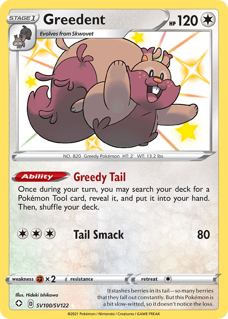 Greedent Shining Fates Shiny Vault card