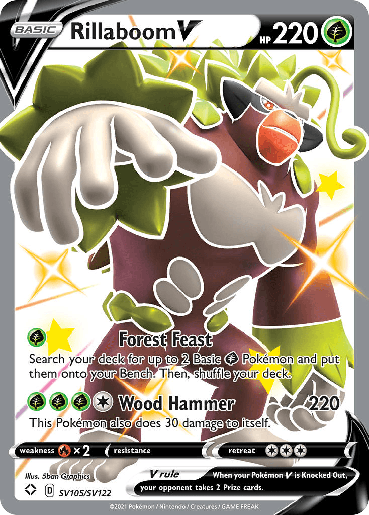 Rillaboom V Shining Fates Shiny Vault card