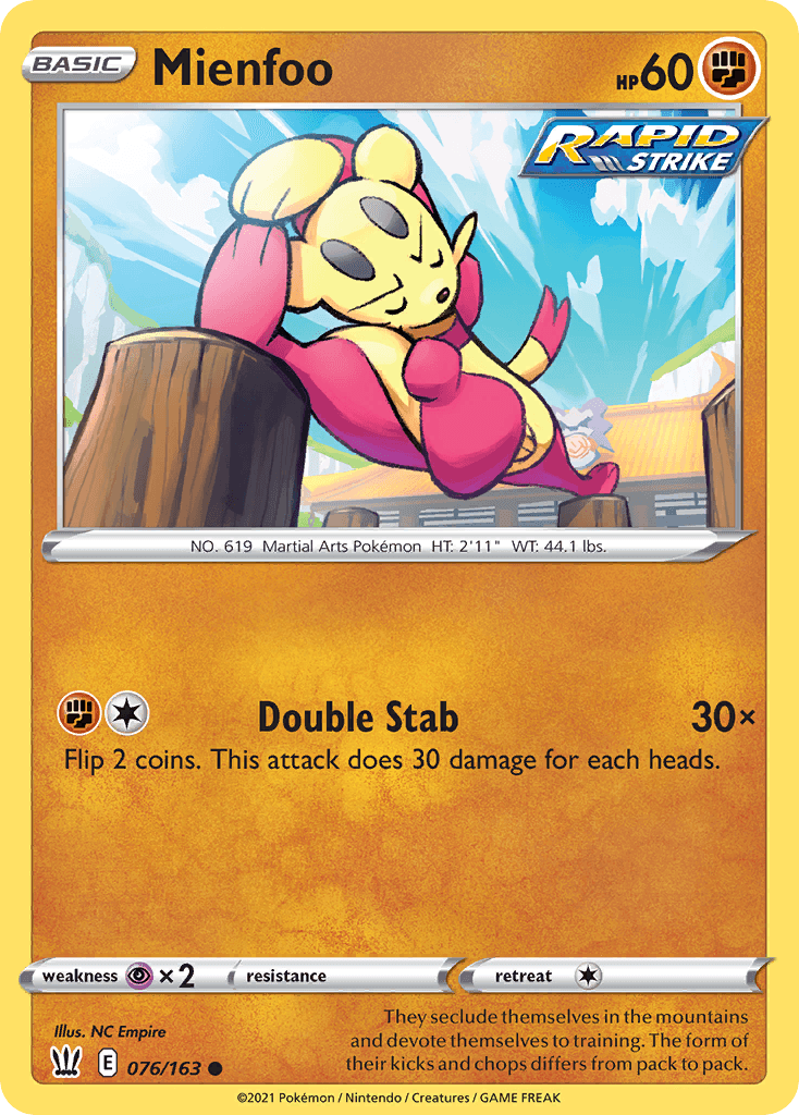 Mienfoo Battle Styles card