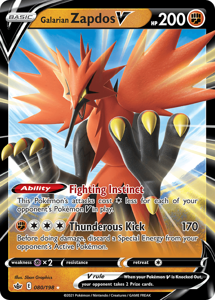 Galarian Zapdos V Chilling Reign card