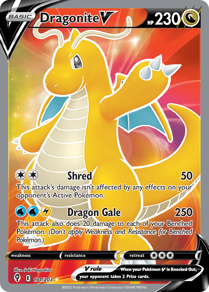 Dragonite V Evolving Skies card