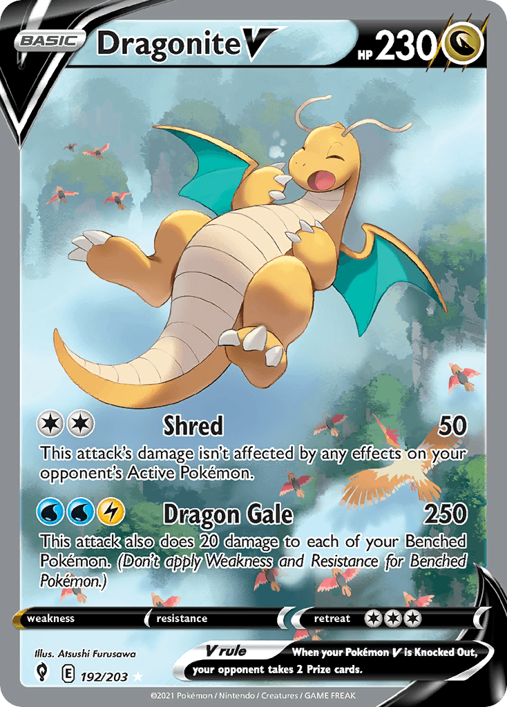 Dragonite V Evolving Skies card