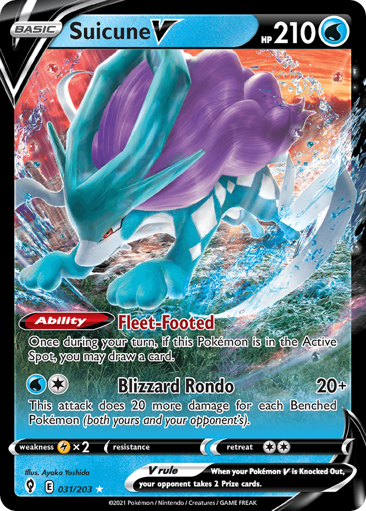 Suicune V Evolving Skies card
