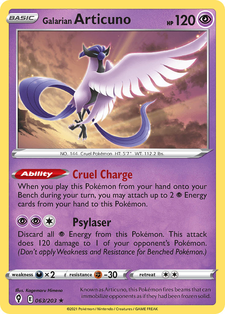 Galarian Articuno Evolving Skies card