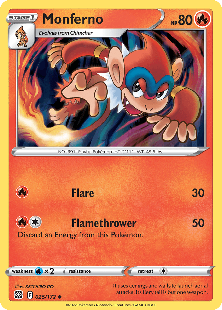 Monferno Brilliant Stars card