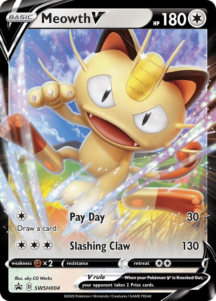 Meowth V SWSH Black Star Promos card