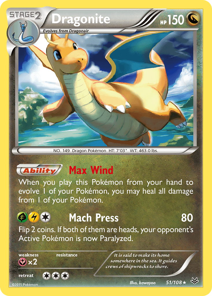 Dragonite Roaring Skies card
