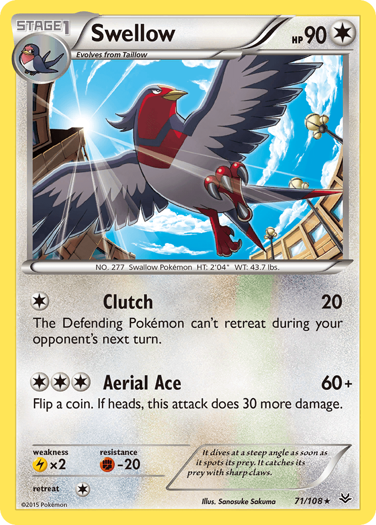 Swellow Roaring Skies card