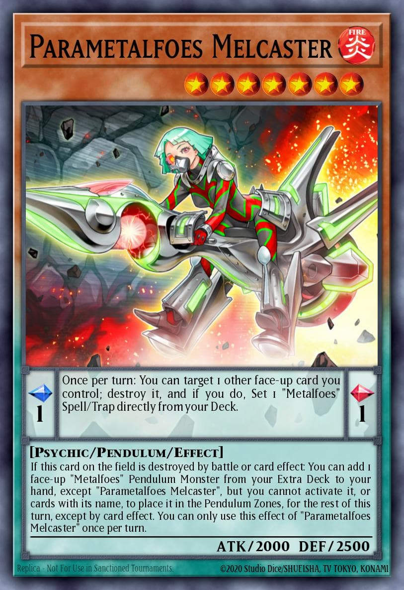 Parametalfoes Melcaster Blazing Vortex Premiere! promotional card card