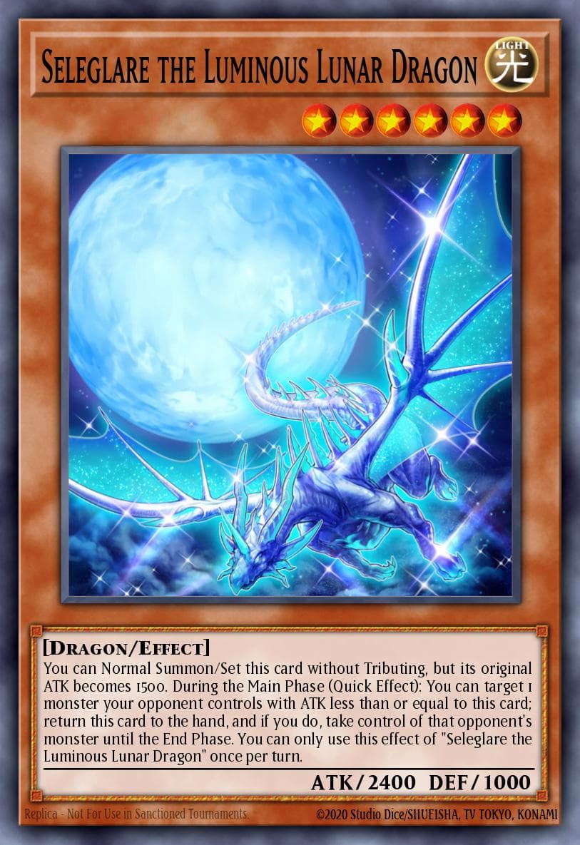Seleglare the Luminous Lunar Dragon Rise of the Duelist Premiere! promotional card card