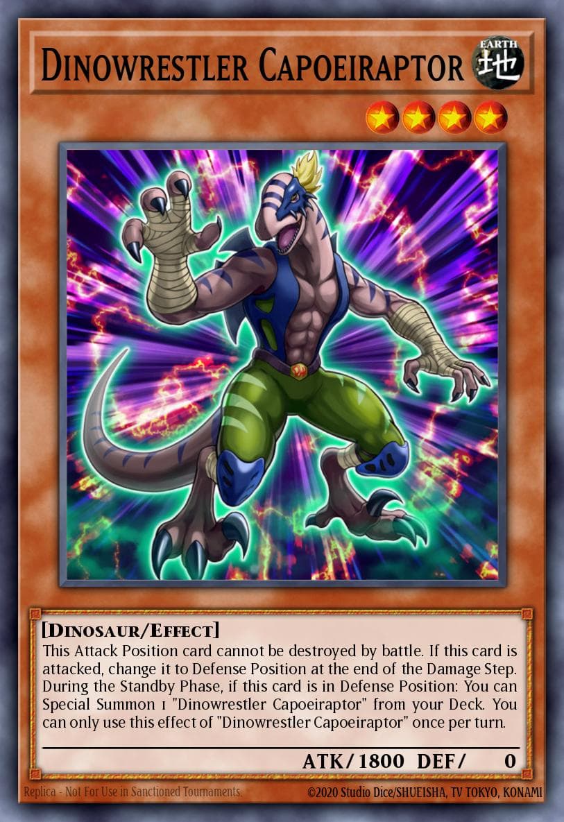 Dinowrestler Capoeiraptor 2019 Gold Sarcophagus Tin Mega Pack card