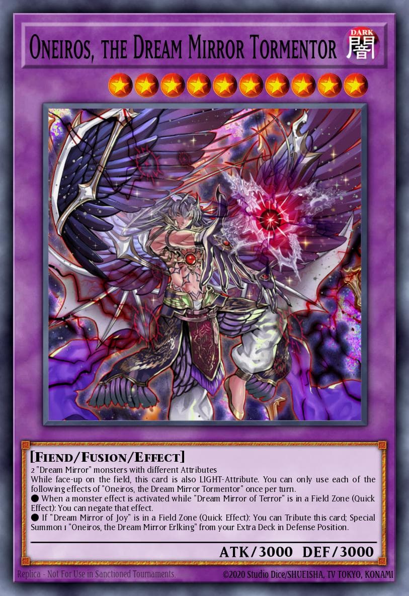 Oneiros, the Dream Mirror Tormentor Blazing Vortex Premiere! promotional card card