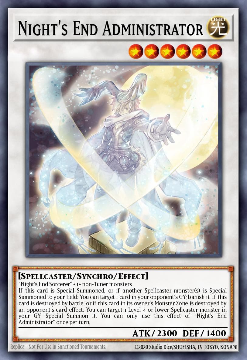 Night's End Administrator Dawn of Majesty Premiere! promotional card card