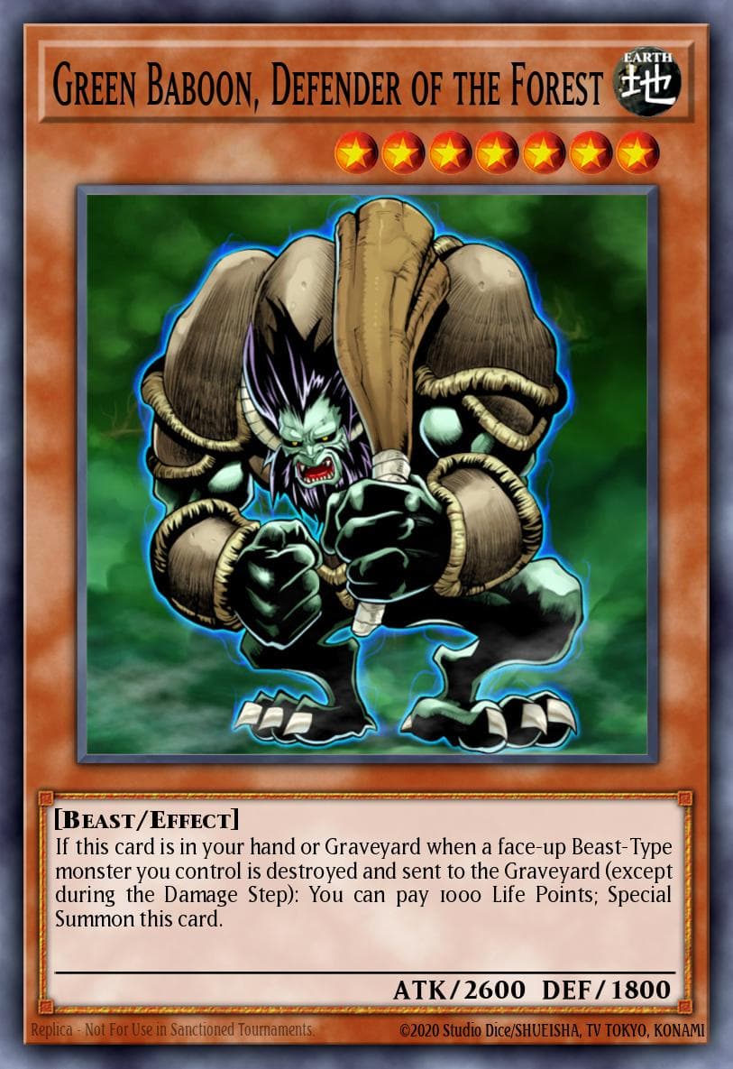 Green Baboon, Defender of the Forest Speed Duel: Battle City Box card