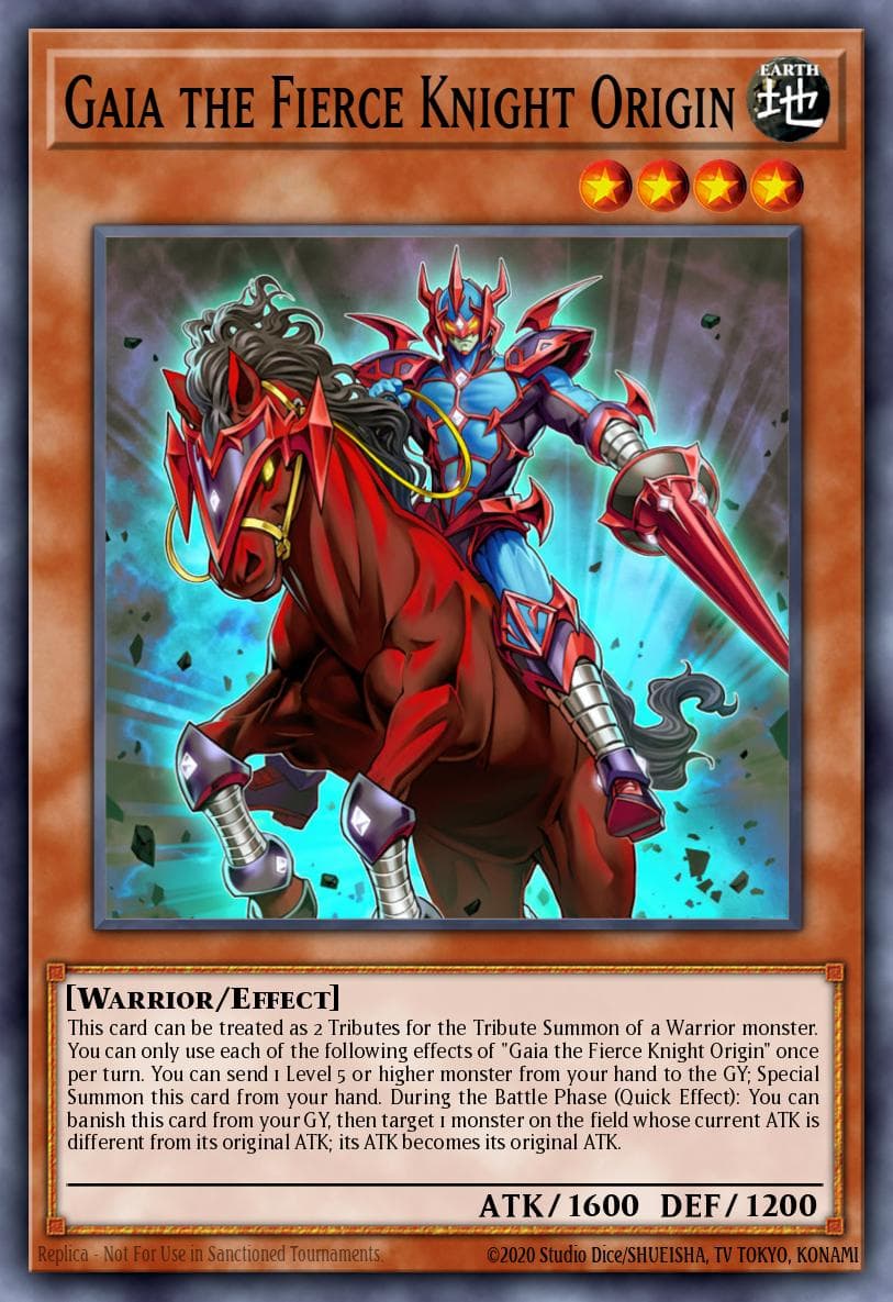 Gaia the Fierce Knight Origin Rise of the Duelist Premiere! promotional card card