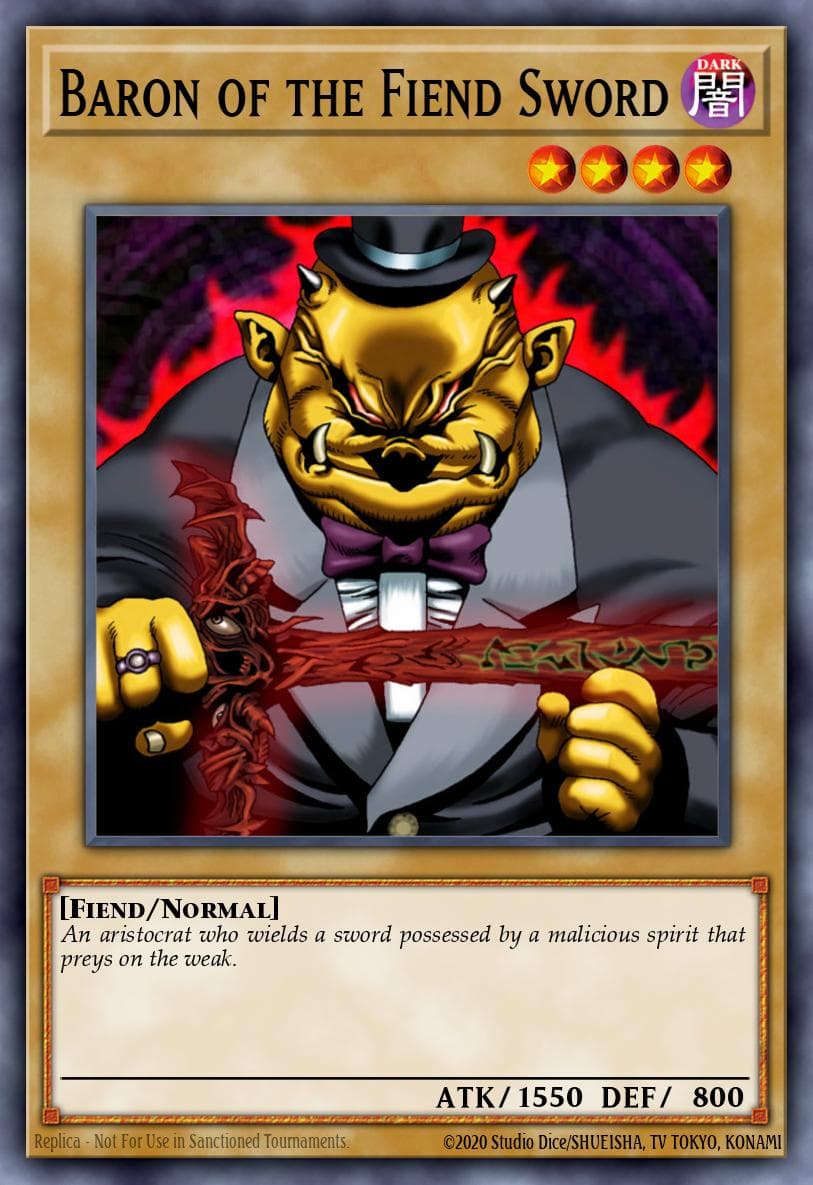 Baron of the Fiend Sword Summoned Skull Sample promotional card card