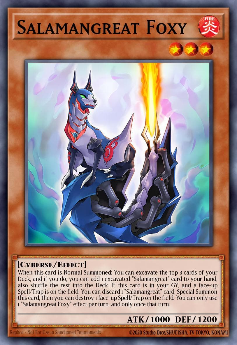 Salamangreat Foxy 2019 Gold Sarcophagus Tin Mega Pack card
