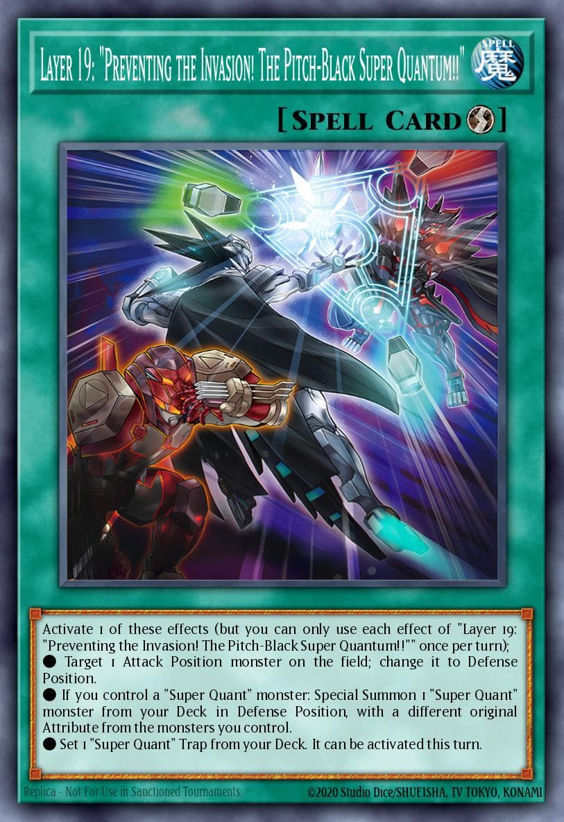 Layer 19: "Preventing the Invasion! The Pitch-Black Super Quantum!!" 遊戲王 card